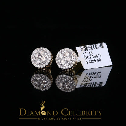 DiamondCelebritees Real Diamond 1.25CT 10K Real Yellow Gold Men's/Women's Stud Round Earring