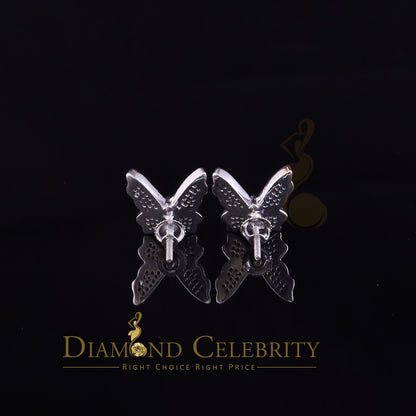 DiamondCelebritees  Butterfly Stud Earrings White 925 Sterling Silver Women's 0.50ct Cubic Zirconia