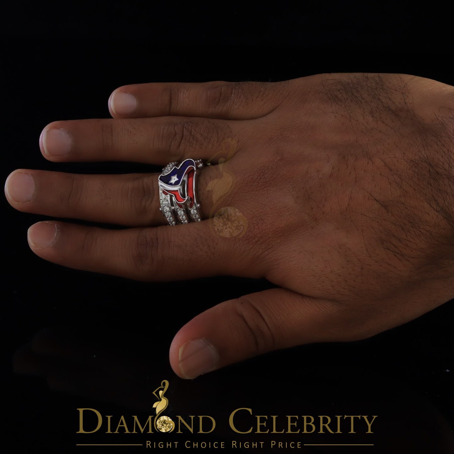 DiamondCelebritees 925 Silver White 1.50ct Cubic Zirconia Texan Wide Band Cocktail Ring Size 10