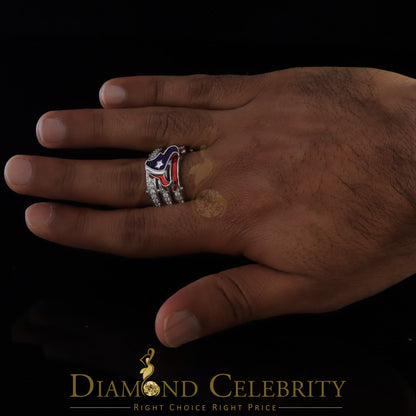 DiamondCelebritees 925 Silver White 1.50ct Cubic Zirconia Texan Wide Band Cocktail Ring Size 10