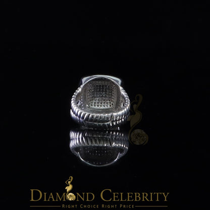 DiamondCelebritees 925 Silver White 2.00ct CZ Wide Square Albion Womens Adjustable Ring Size 7 to 9