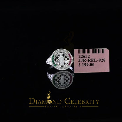 DiamondCelebritees Religious White 925 Sterling Silver Cubic Zirconia St. Jude Women's Ring Size 7