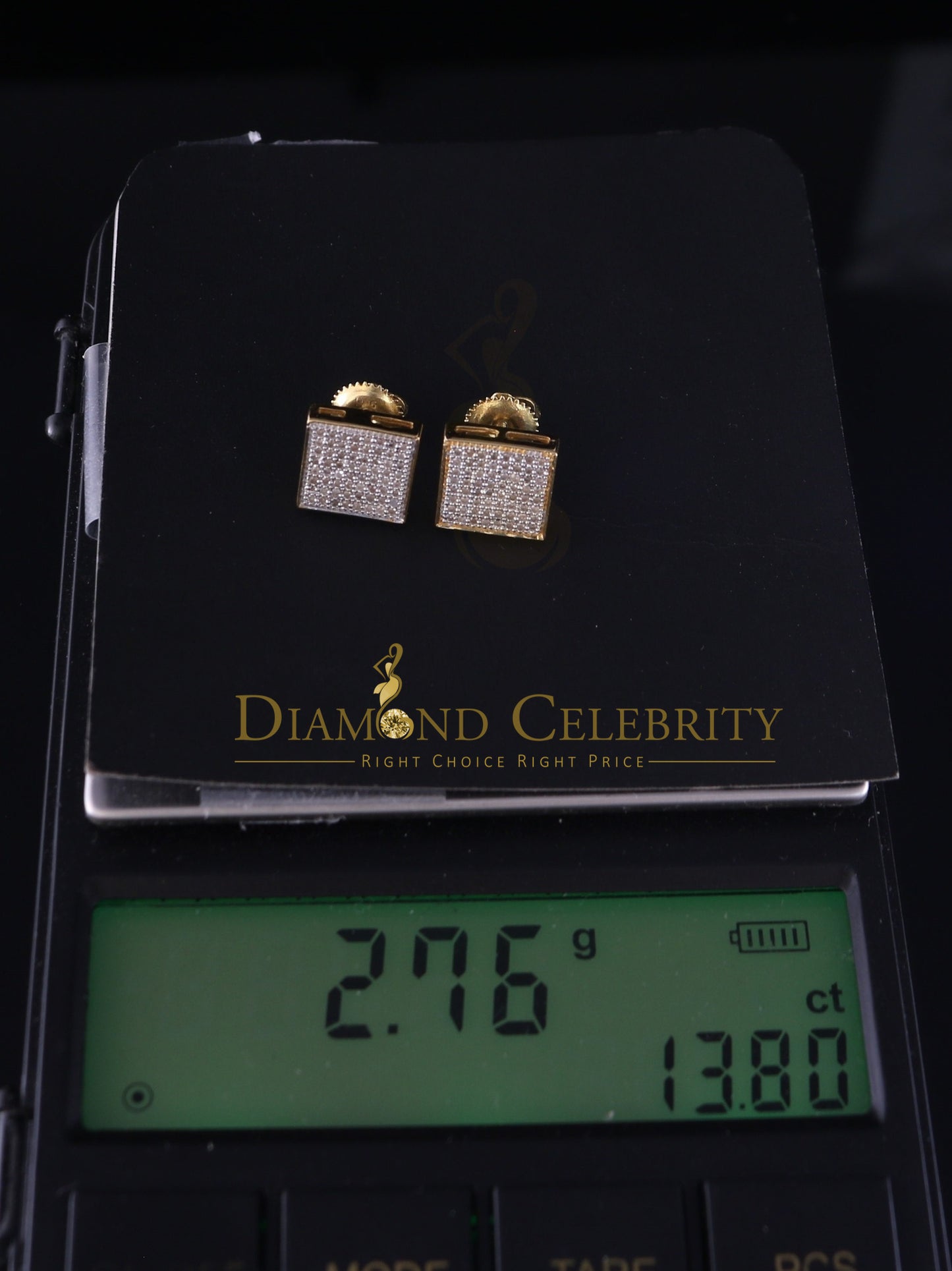 DiamondCelebritees 925 Sterling Silver 0.33ct Diamond Real For Women's & Men's Yellow Stud Earrings