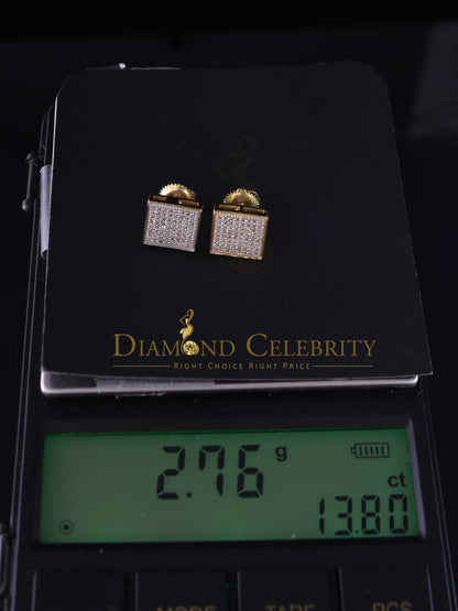 DiamondCelebritees 925 Sterling Silver 0.33ct Diamond Real For Women's & Men's Yellow Stud Earrings