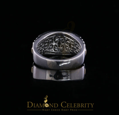 DiamondCelebritees 0.25 CT Real Diamond 925 Sterling White Silver Two Tone Shine Men's Ring Size 10