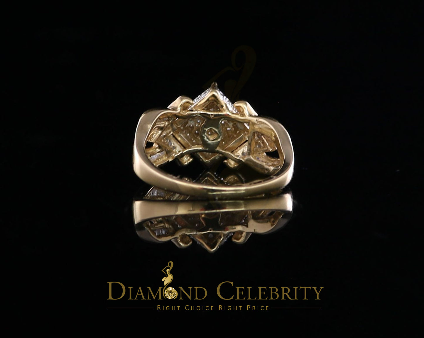 DiamondCelebritees Yellow 925 Silver 0.50 CT Real Diamond Engagement Womens Square Ring Size 7