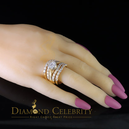 DiamondCelebritees 925 Sterling Silver 8.50ct Cubic Zirconia Piece Trio Yellow Womens Ring Size 9
