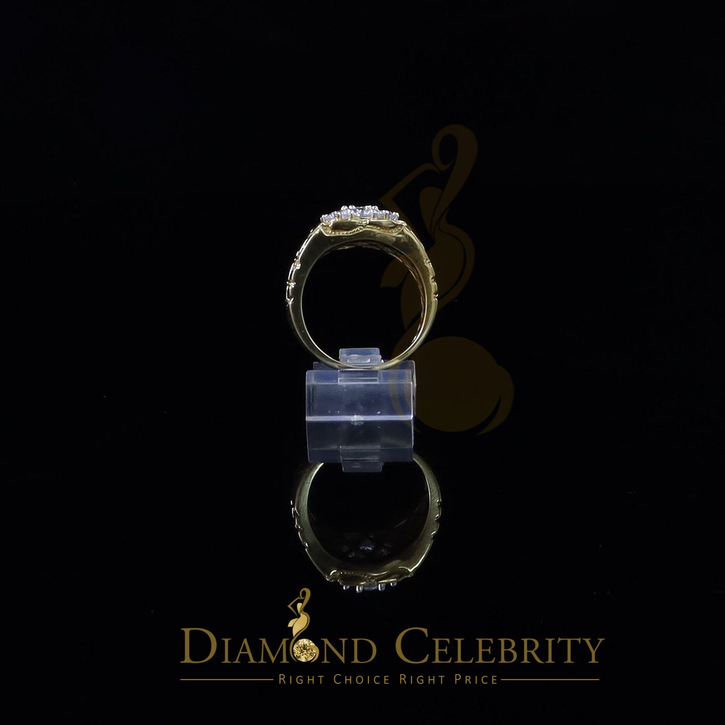 DiamondCelebritees 925 Yellow Sterling Silver 2.34ct Cubic Zirconia Promise Flower Ring Size 9