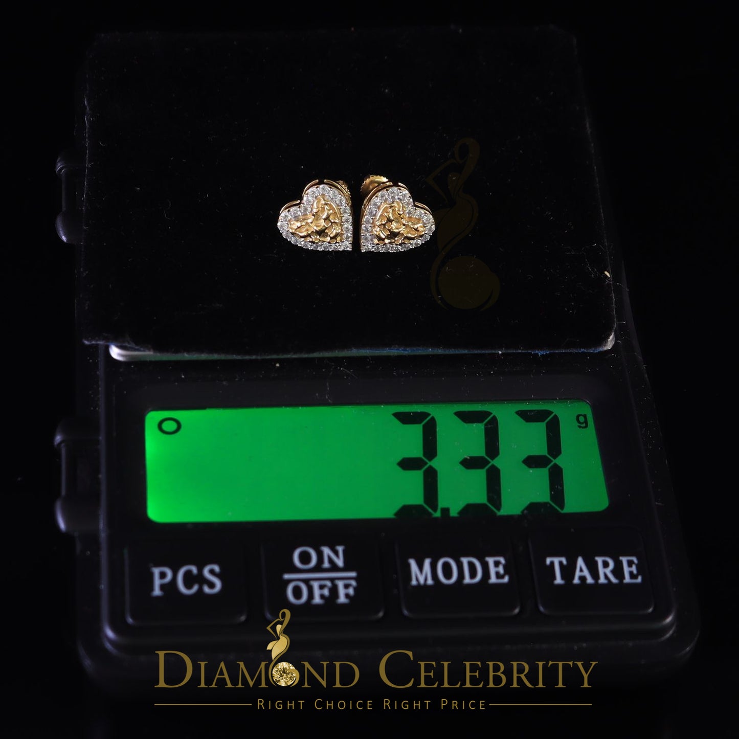 DiamondCelebritees 1.50ct Moissanite Yellow 925 Sterling Silver Women's Heart Shape Nugget Earrings