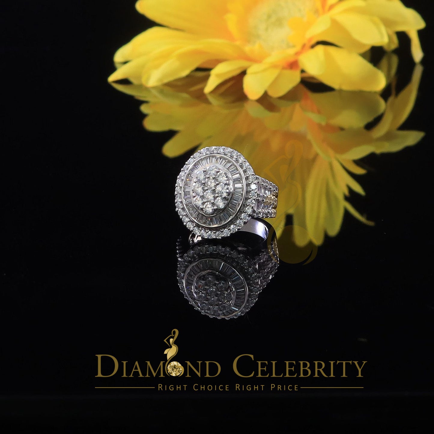 DiamondCelebritees White 925 Silver Rhodium Plated 6.48ct Cubic Zirconia Cocktail Womens Ring SZ 9