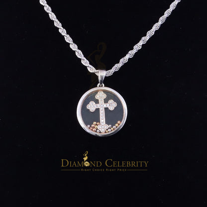 DiamondCelebritees Attractive White 925 Sterling Silver Charming Cross Pendant with Cubic Zirconia