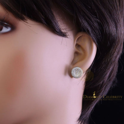 DiamondCelebritees  925 Sterling White Silver 2.50ct Cubic Zirconia Round Screw Back Stud Earrings