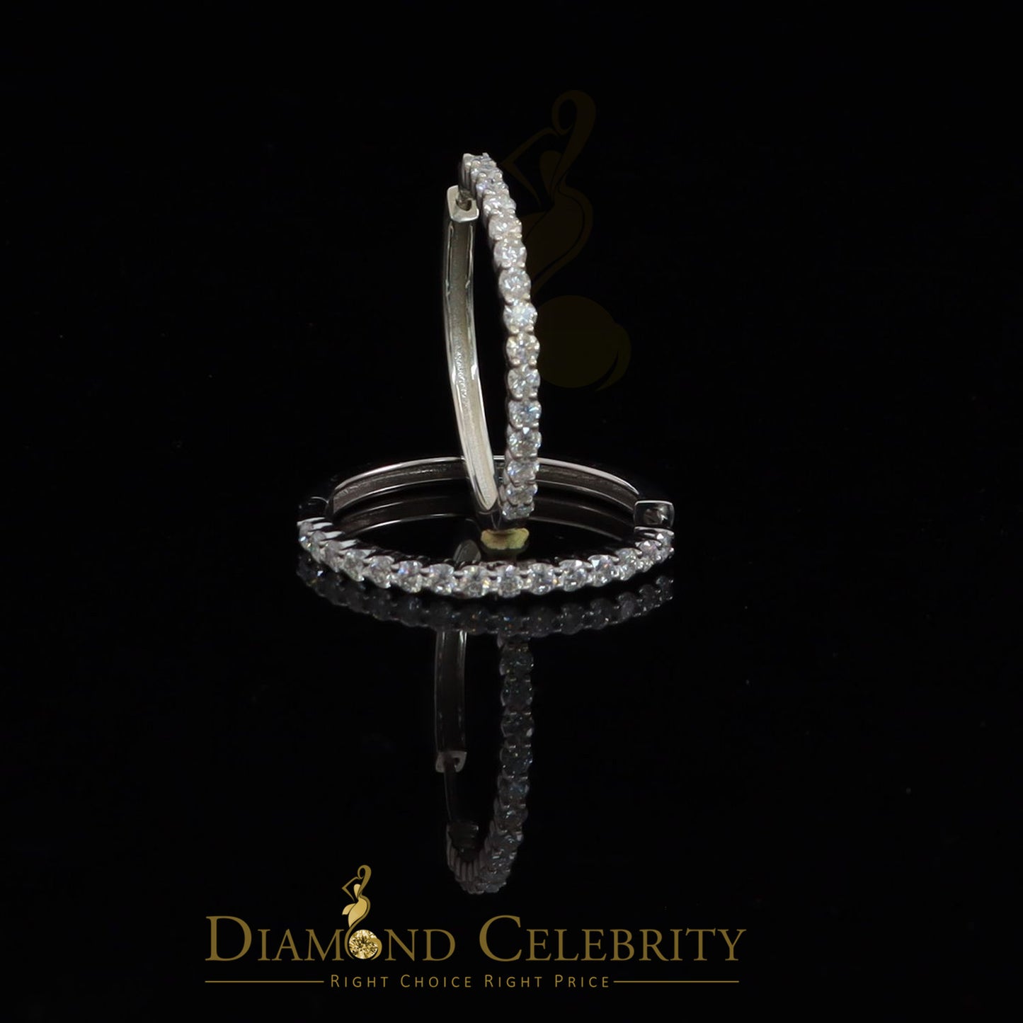 Diamondcelebritees 3.00ct Moissanite White 925 Sterling Silver Women's In and Out Hoop Earrings