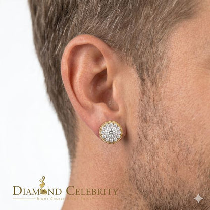 DiamondCelebritees 1.00ct VVS 'D' Moissanite Men's/Womens 925 Silver Yellow Floral Stud Earrings