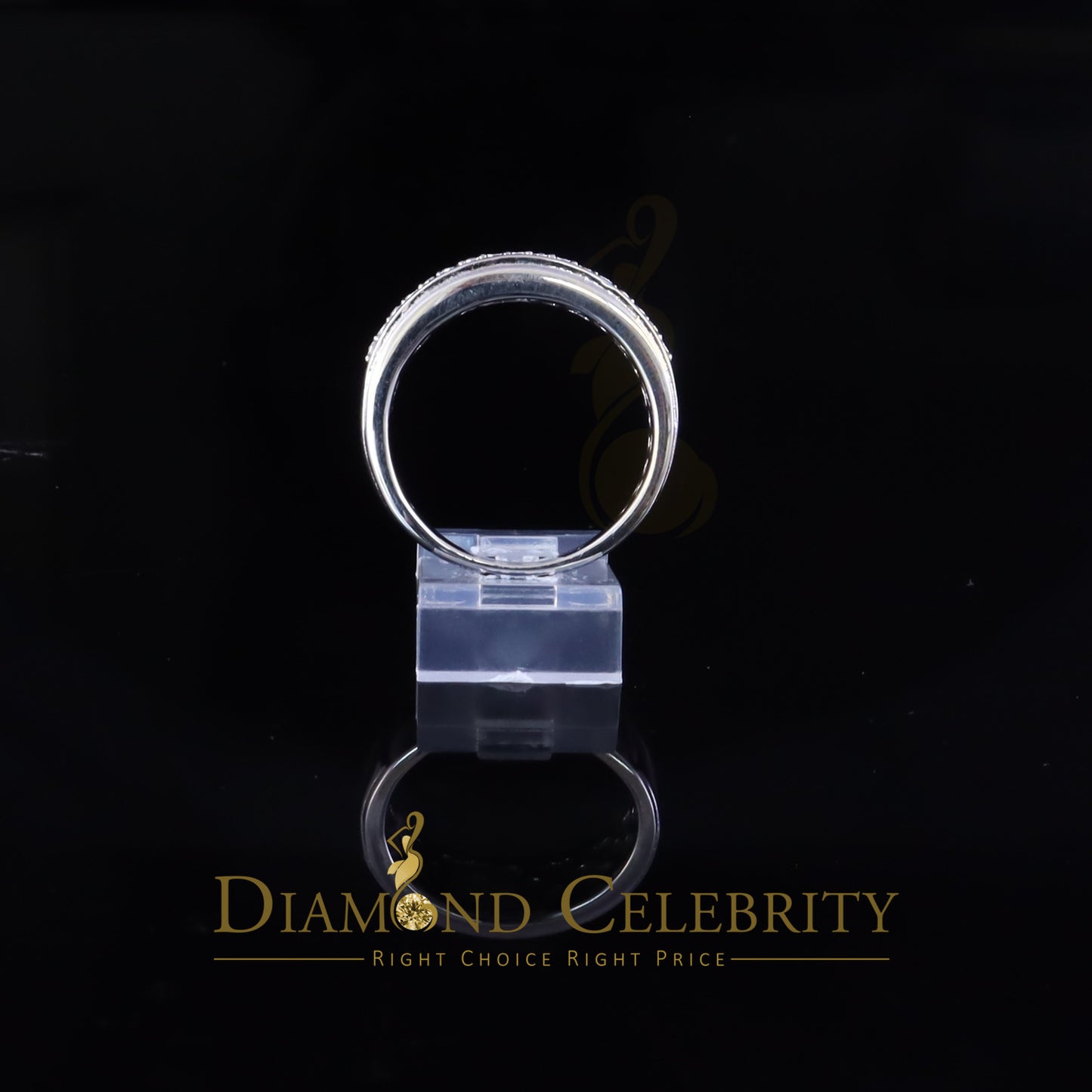 DiamondCelebritees 0.10ct Round Cut 925 Sterling Silver White Diamond Men's Wedding Band Ring SZ 11