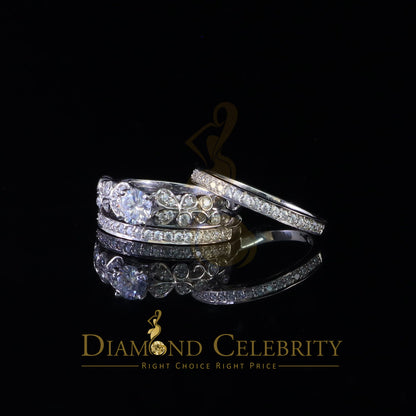 DiamondCelebritees 2.25ct Cubic Zirconia White 925 Sterling Silver Women 3PC Wedding Rings SZ 7