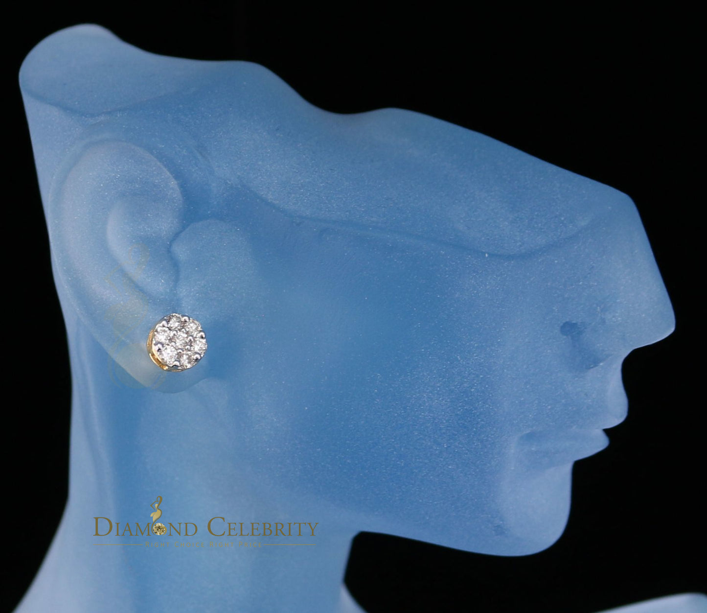 DiamondCelebritees Men's/Women's 10K Real Yellow Gold with 0.75CT Real Diamond Stud Earrings
