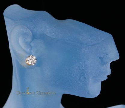 DiamondCelebritees Men's/Women's 10K Real Yellow Gold with 0.75CT Real Diamond Stud Earrings