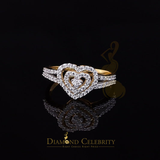 DiamondCelebritees 0.63ct Cubic Zirconia 925 Silver Shiny Yellow Heart Engagement Womens Ring SZ 7
