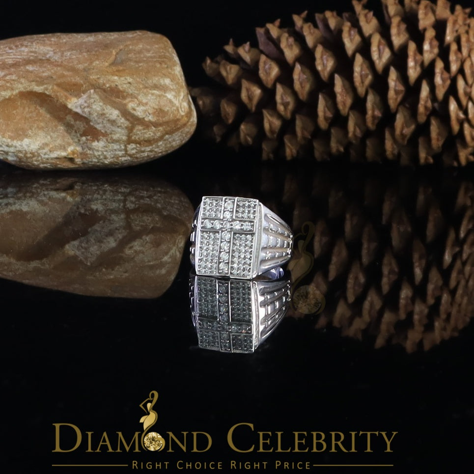DiamondCelebritees 925 Silver White Cubic Zirconia 2.00ct Wide Square Men's Engagement Ring Size11