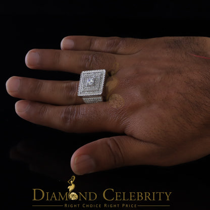 DiamondCelebritees Men's 6.25ct Cubic Zirconia White Silver Round Adjustable Ring From SZ 11 to 13