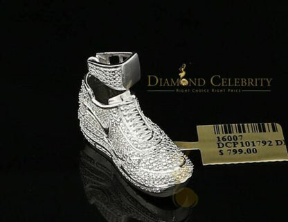 DiamondCelebritees Real 0.33ct Diamond 925 Sterling Silver SHOES Charm Necklace Pendant in White