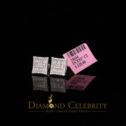 DiamondCelebritees  Hip Hop White 925 Silver 0.68ct Cubic Zirconia Women's & Men's Square Earrings