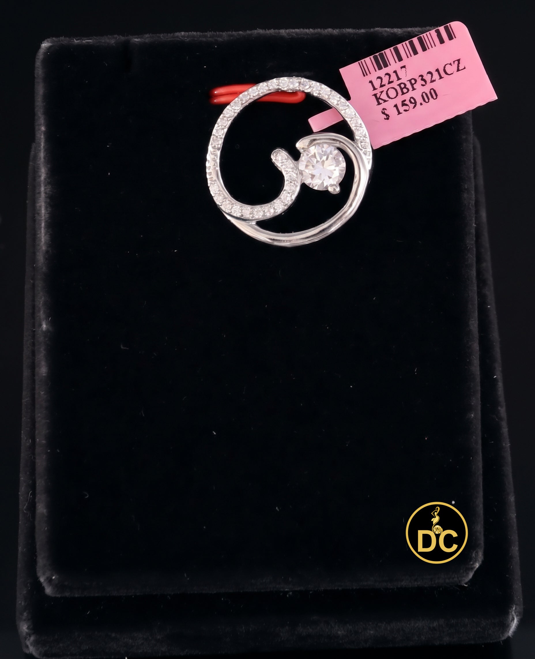 DiamondCelebritees 925 Sterling Silver White Open Circle Swirl Wave Ocean 1inch Pendant 2.92ct CZ