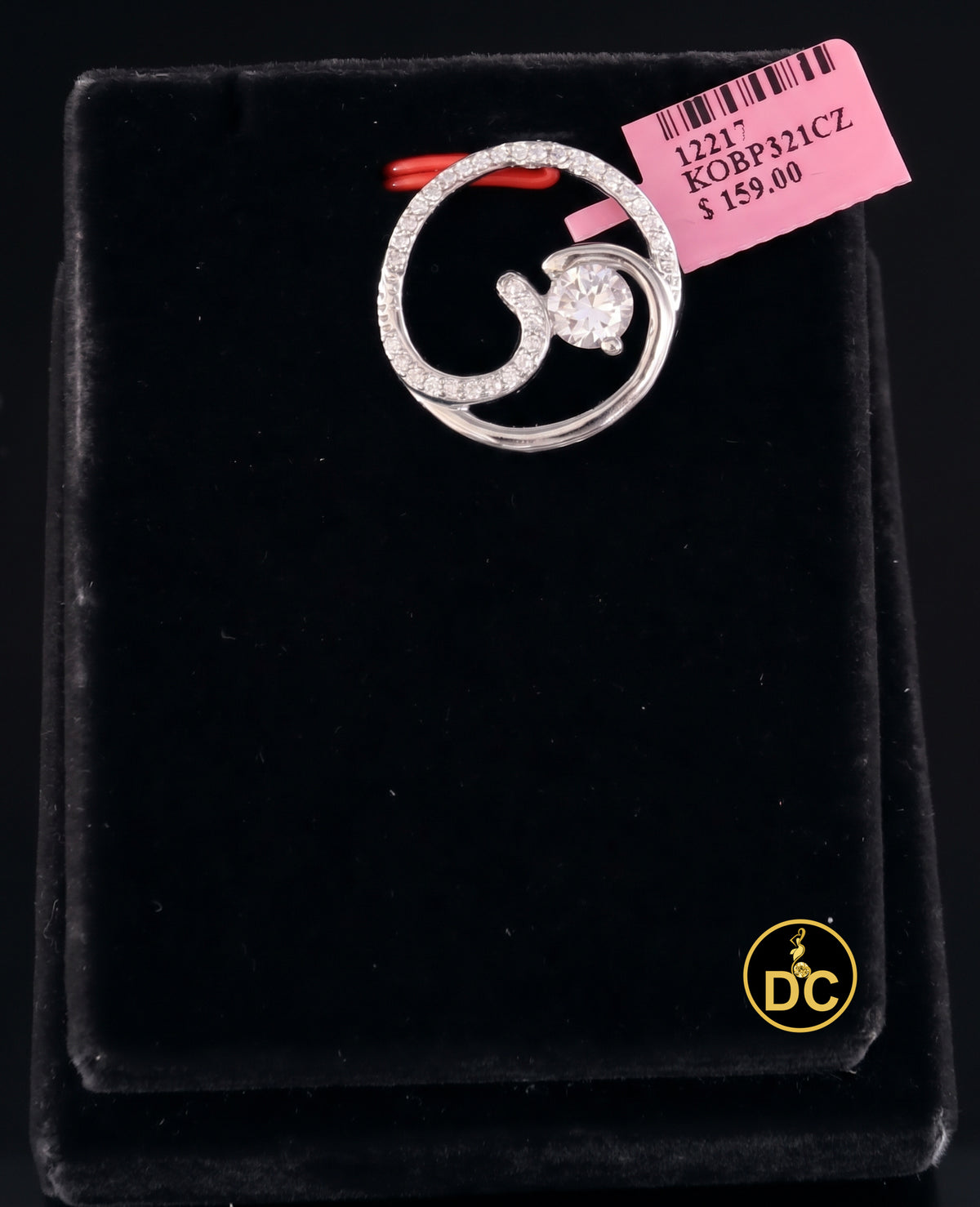 DiamondCelebritees 925 Sterling Silver White Open Circle Swirl Wave Ocean 1inch Pendant 2.92ct CZ