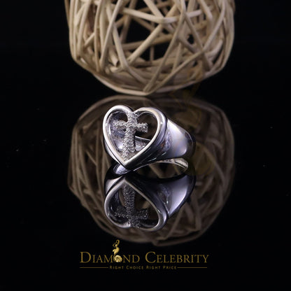DiamondCelebritees 925 White Silver 0.12ct Cubic Zirconia Heart Engagement Womens Ring Size 7