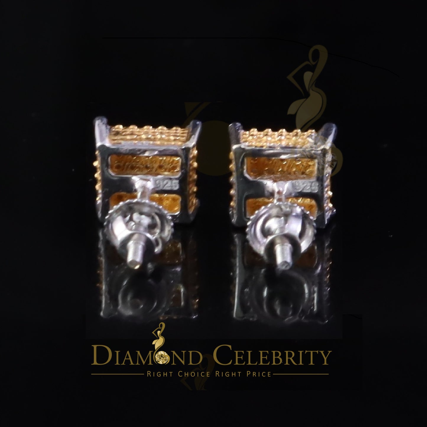 DiamondCelebritees 0.15ct Diamond Square Stud Earrings For Women White 925 Sterling Silver For Men
