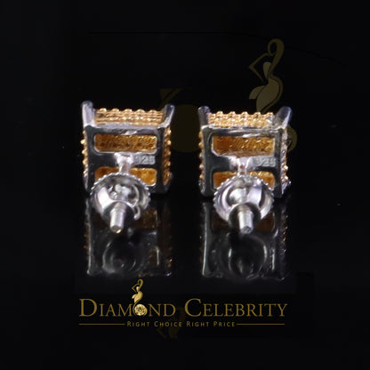 DiamondCelebritees 0.15ct Diamond Square Stud Earrings For Women White 925 Sterling Silver For Men