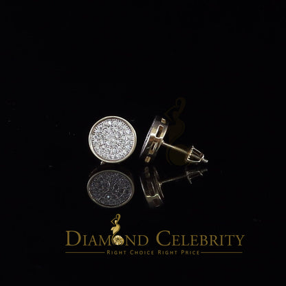DiamondCelebritees  0.78ct Cubic Zirconia 925 Yellow Silver Women's & Men's Hip Hop Round Earrings