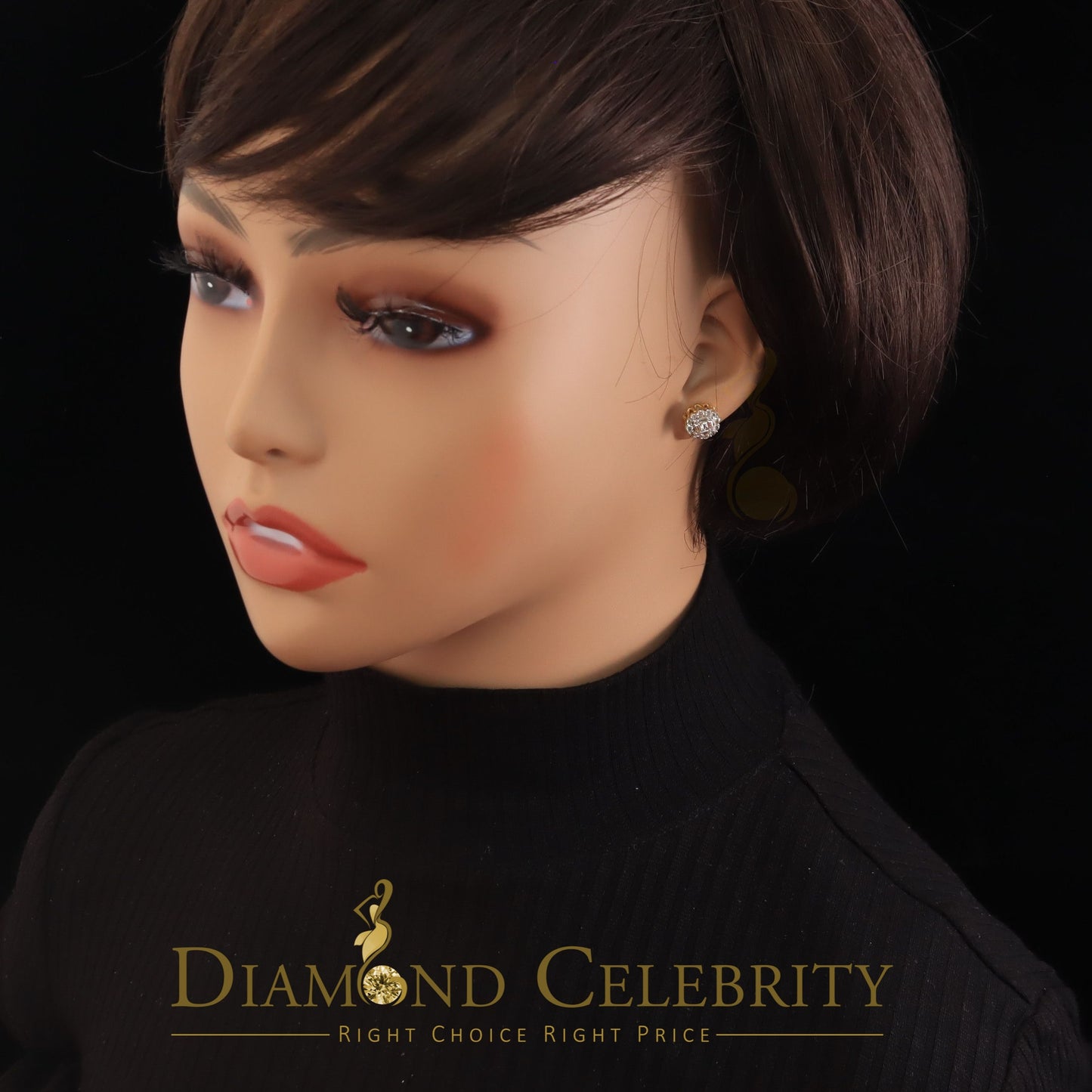 DiamondCelebritees 10K Real Yellow Gold with 0.66CT Real Diamond Men's/Women's Stud Earrings