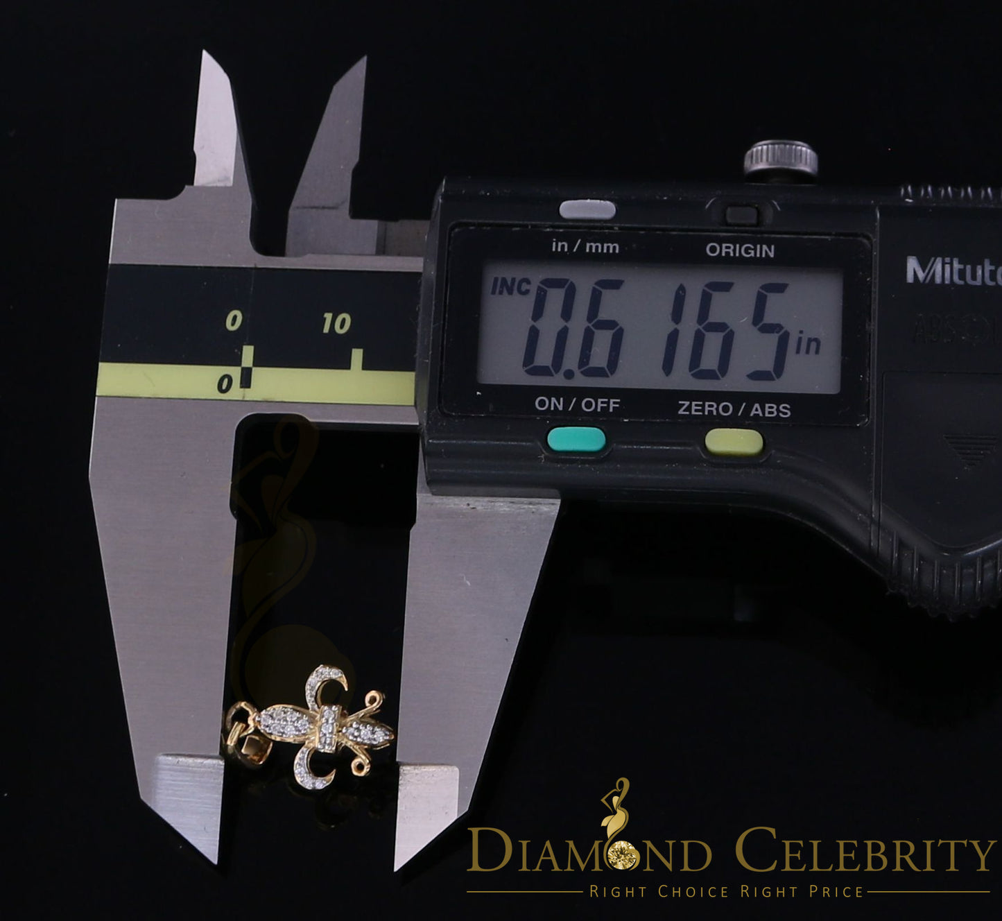 DiamondCelebritees Promise Yellow Sterling Silver Fleur de Lis Pendant with 0.17ct Cubic Zirconia