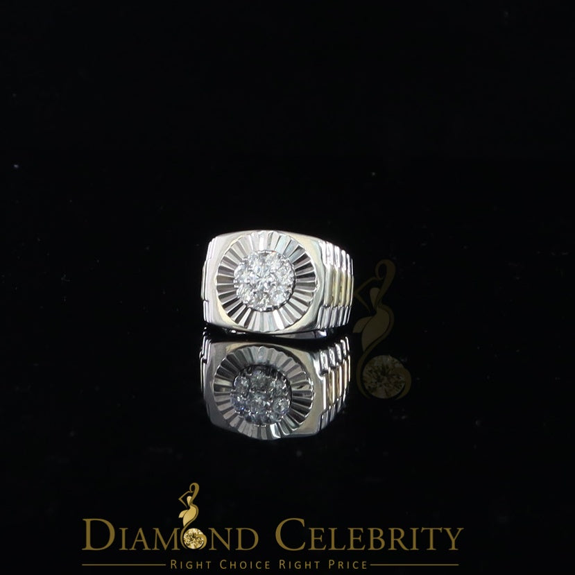 DiamondCelebritees Men's White Silver 1.80ct Round Cubic Zirconia Adjustable Ring From SZ 9 to 11