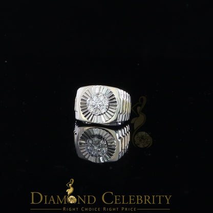 DiamondCelebritees Men's White Silver 1.80ct Round Cubic Zirconia Adjustable Ring From SZ 9 to 11