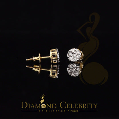 DiamondCelebritees0.50 CT Real Diamond with 10K Real Yellow Gold with Round Stud Earrings