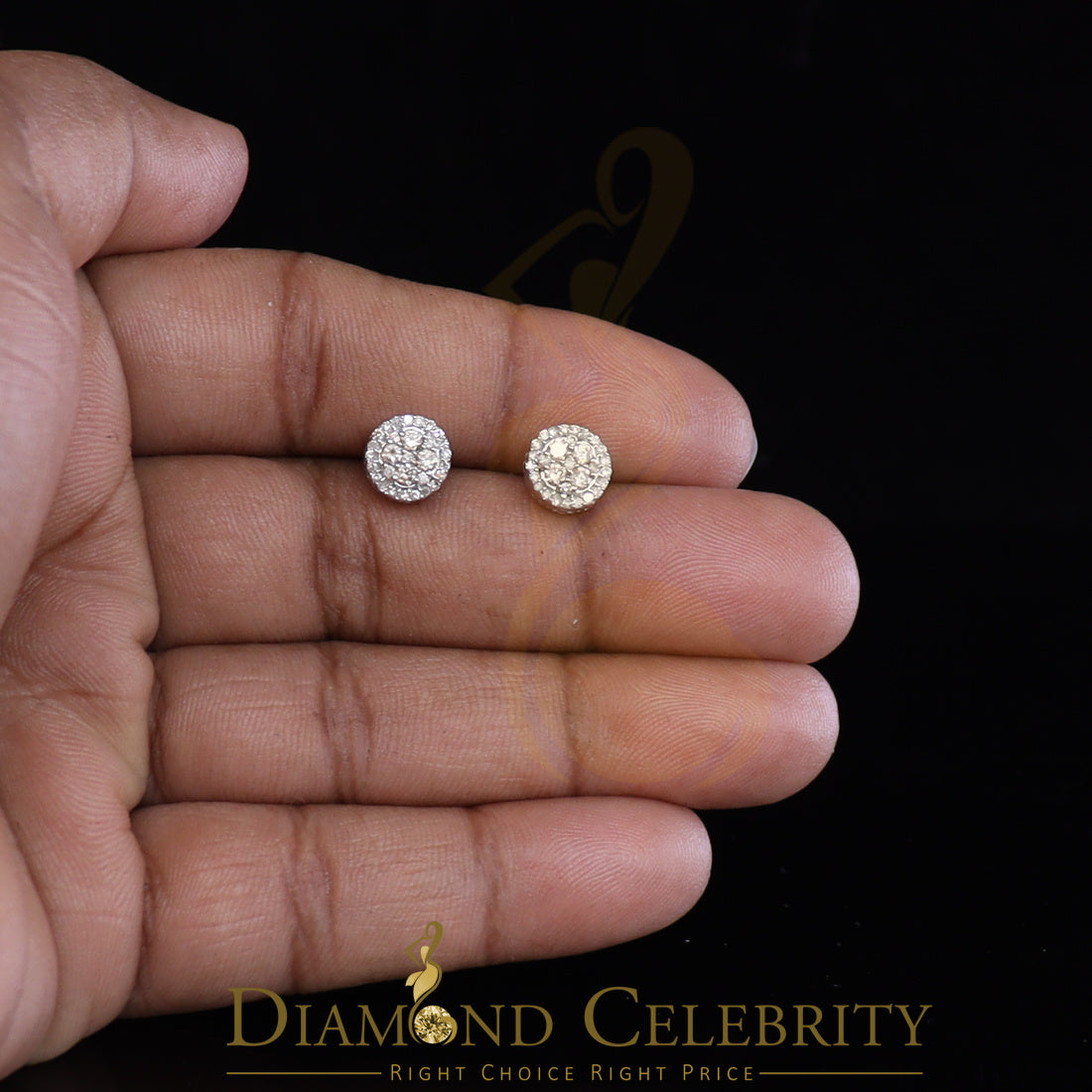 DiamondCelebritees 10K Real White Gold w/ Real 0.50CT Diamond Men's/Women's Stud Round Earring