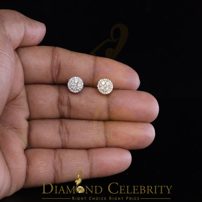 DiamondCelebritees 10K Real White Gold w/ Real 0.50CT Diamond Men's/Women's Stud Round Earring