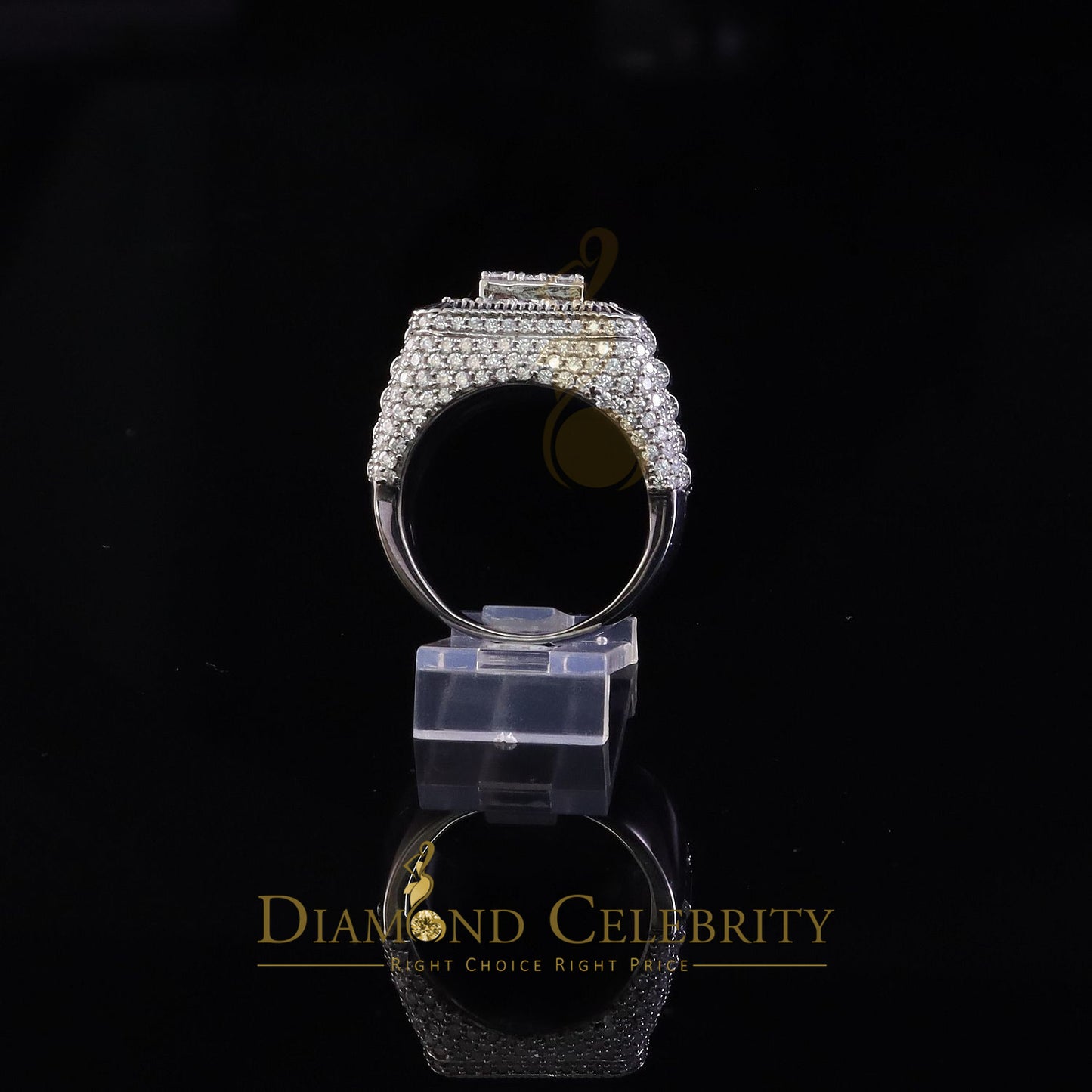 DiamondCelebritees Sterling 925 White Silver 6.50ct VVS 'D' Moissanite Square Rings SZ10 for Men's