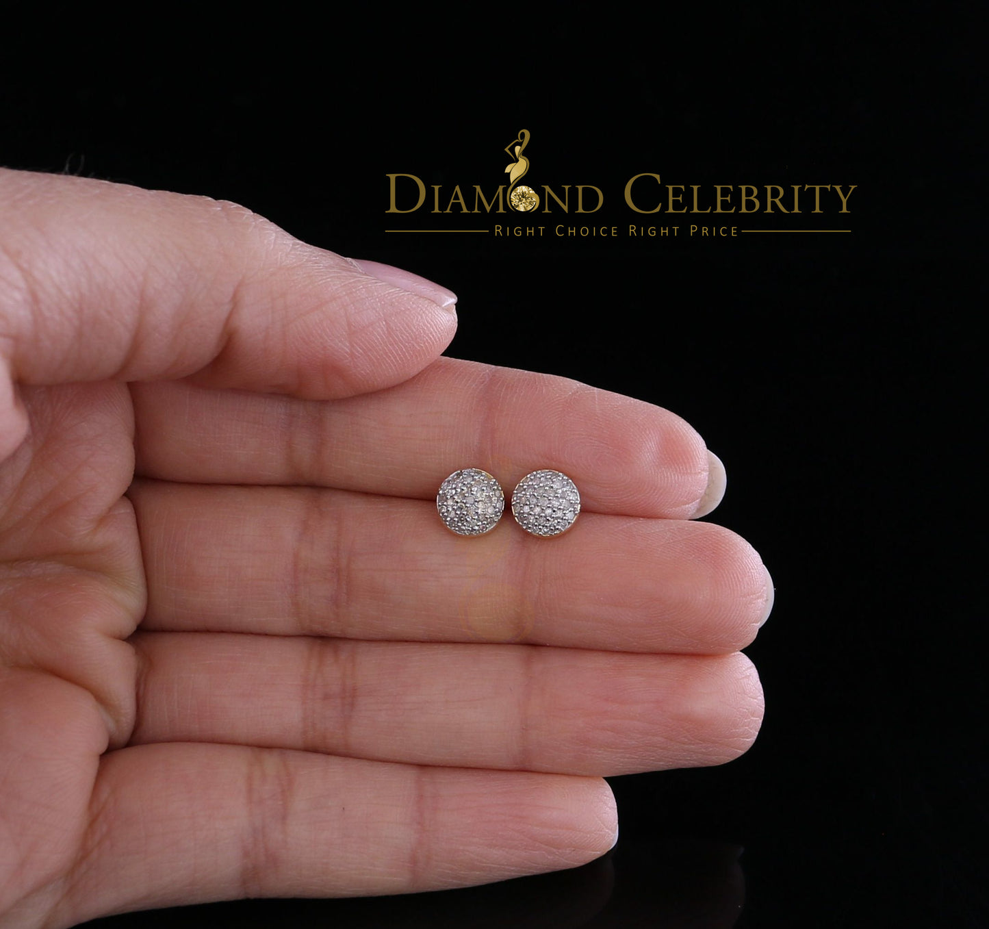 DiamondCelebritees 0.33 ct Diamond 925 Sterling Silver Yellow For Men's / Women's Round Earrings