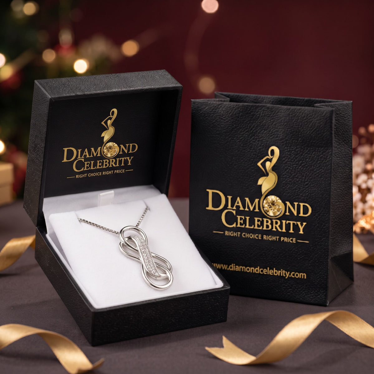 DiamondCelebritees 925 Sterling Silver White Double Infinite 0.25ct Cubic Zirconia 1INCH Pendant