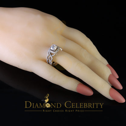 DiamondCelebritees Sterling Silver Square Cubic Zirconia 1.80ct Bridal White Womens Ring Size 7