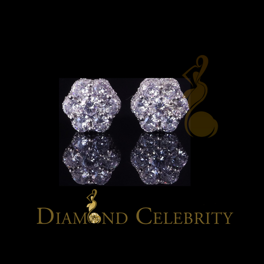 DiamondCelebritees  8.72ct Cubic Zirconia 925 White Silver Sterling Hip Hop Floral Women's Earrings