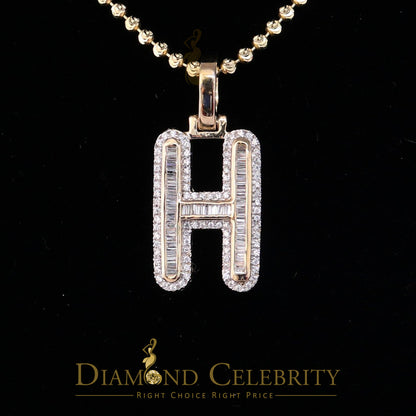DiamondCelebritees Yellow Bugutte Initial All Alphabet Sterling Silver Pendant with Cubic Zirconia