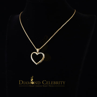 DiamondCelebritees  Real 0.12ct Diamond 925 Sterling Silver HEART Charm Necklace Yellow Pendant
