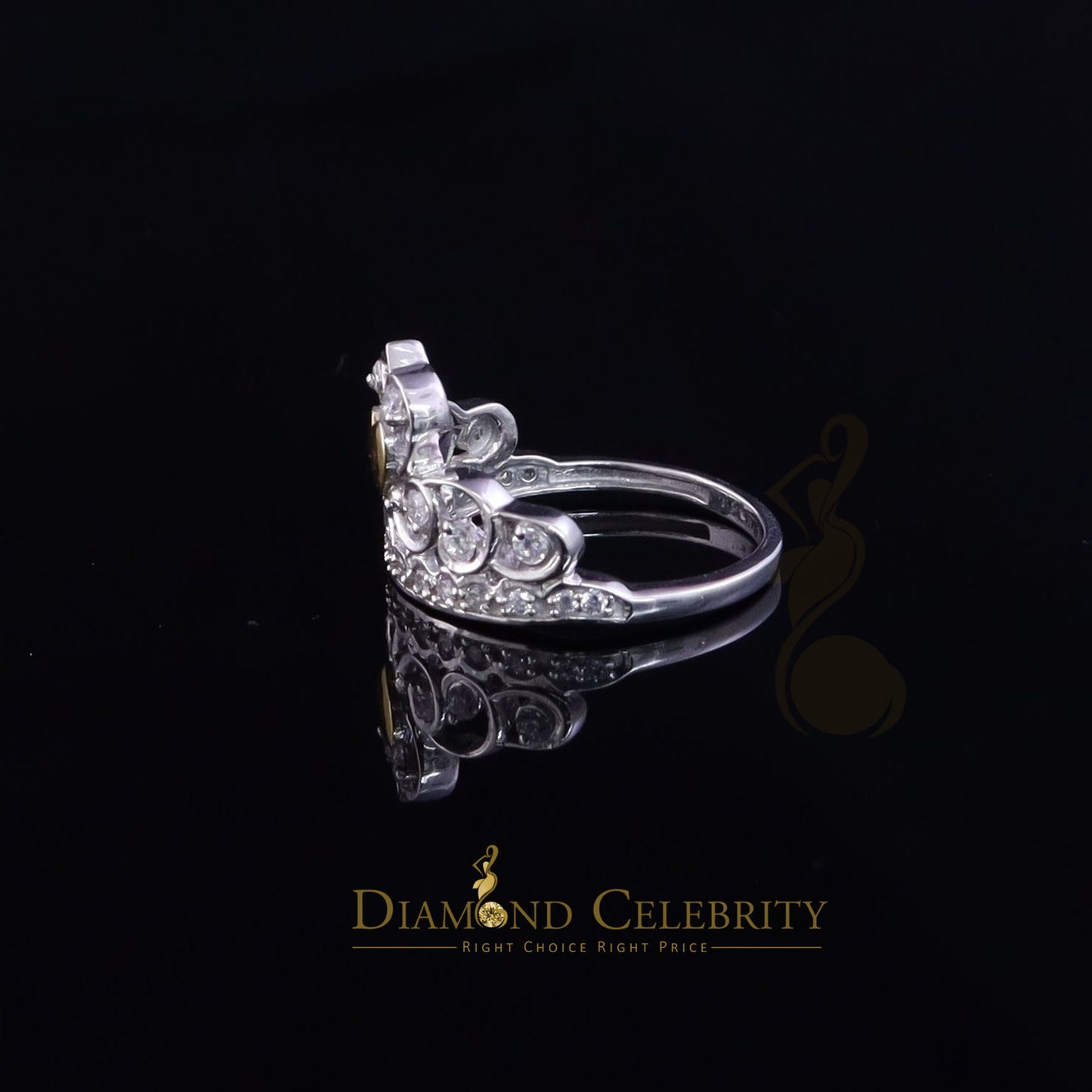 DiamondCelebritees 925 Sterling White Silver 0.61ct Cubic Zirconia Luxury Womens Crown Ring Size 7