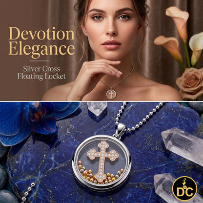 DiamondCelebritees Attractive White 925 Sterling Silver Charming Cross Pendant with Cubic Zirconia