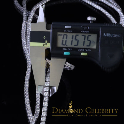 DiamondCelebritees Tennis Necklace 925 Silver White 90ct Moissanite size 18/20/22 inch & Width 4mm